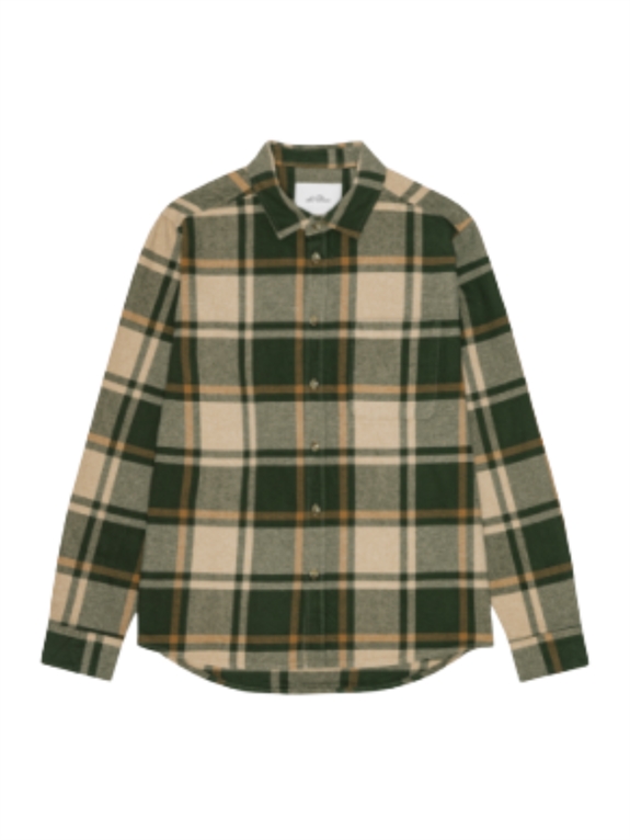 Les Deuc Check Flannel Shirt - Rosin Green